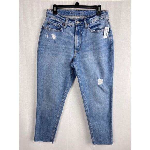NWT Old Navy Jeans Curvy OG Straight High Waisted Distressed Denim Capsule Fall - Picture 1 of 8